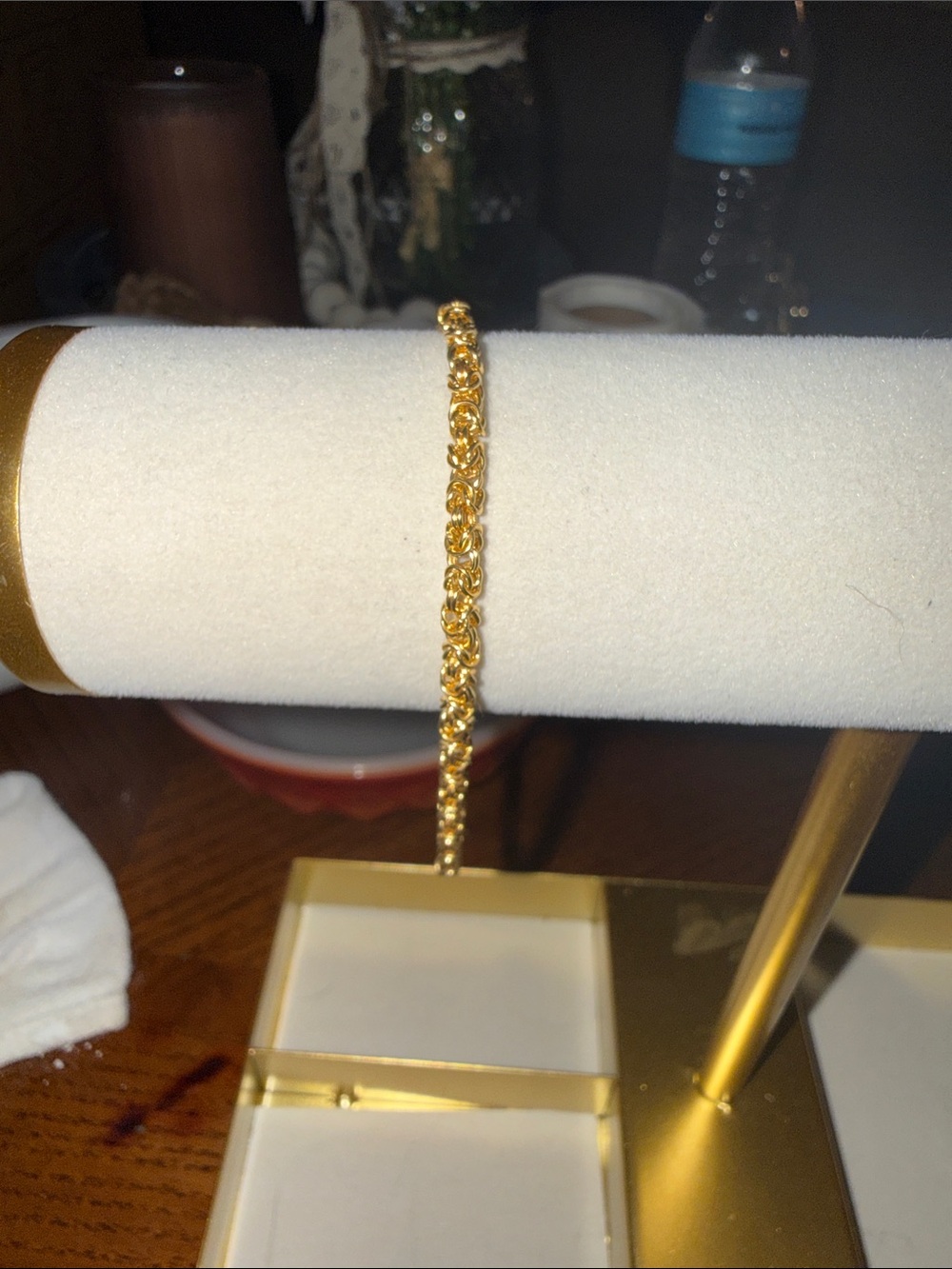 14K Solid Yellow Gold Italian Byzantine Link Chain Bracelet- Women's Jewelry